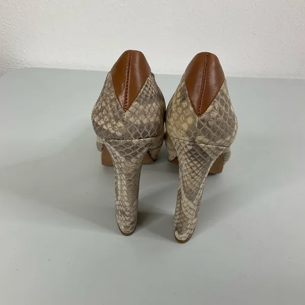 Sam‎ Edelman Tacoma Snakeskin Open Toe Platform Heels Size 7.5 - Image 4