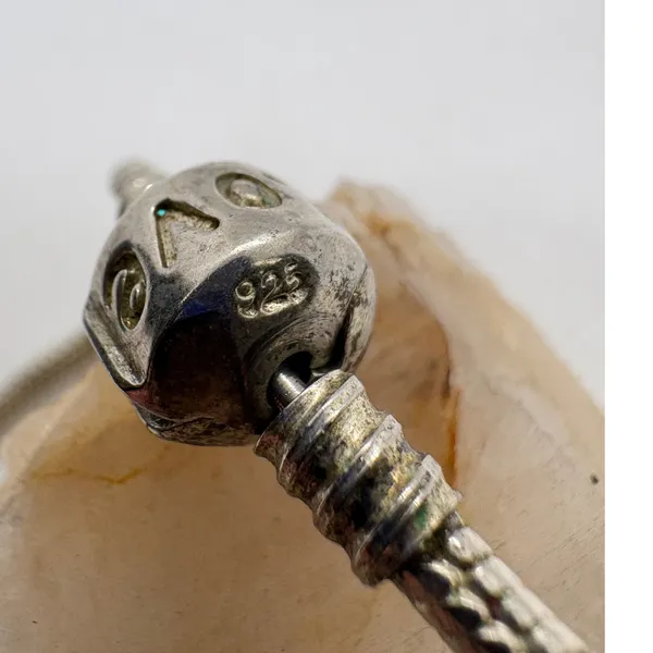Vintage Sterling Silver 925 Snake Chain Charm Bracelet Love Barrel Clasp 7.75in - Image 6