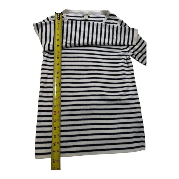 L.L.Bean Size S White Navy Striped Blend Ribbed Pullover Sweater Nautical - Image 5