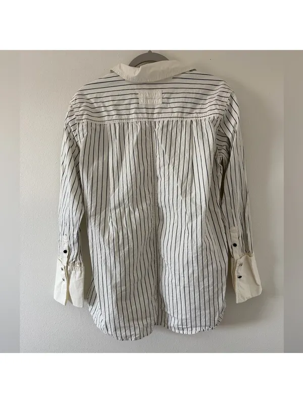 Free People We the Free After Hours Stripe Oversized 1/4 Button Down Top size xs - Image 13