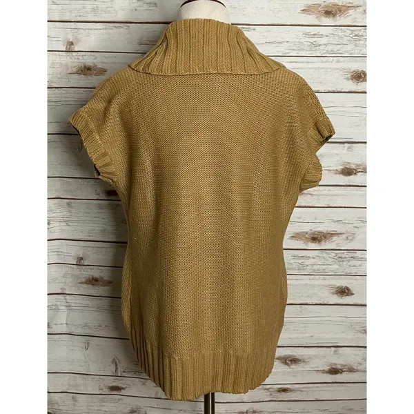 Lauren Ralph Lauren tan linen/cotton shawl collar toggle cardigan sweater Medium - Image 3