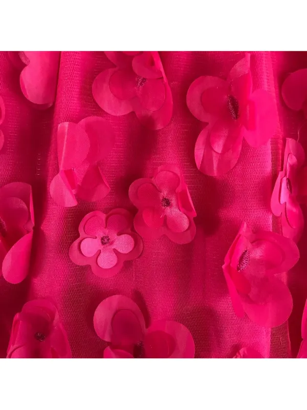 TCEC Pink 3D Floral Mini Halter Dress With Back Bow Tie Size S Valentine Party - Image 5