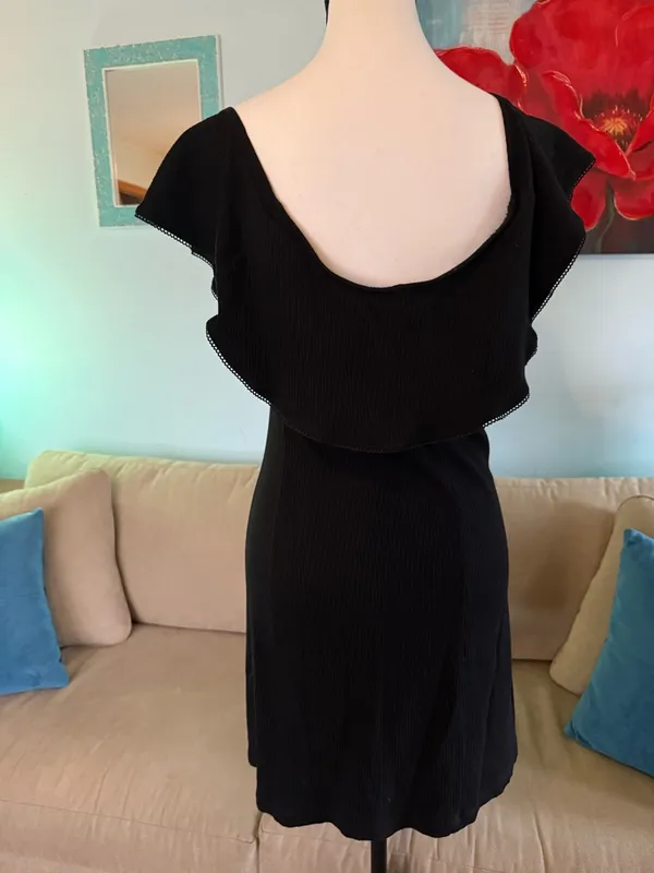 REFORMATION SWEETHEART NECK BLACK COCKTAIL ON/OFF SHOULDER DRESS L Large - Image 5