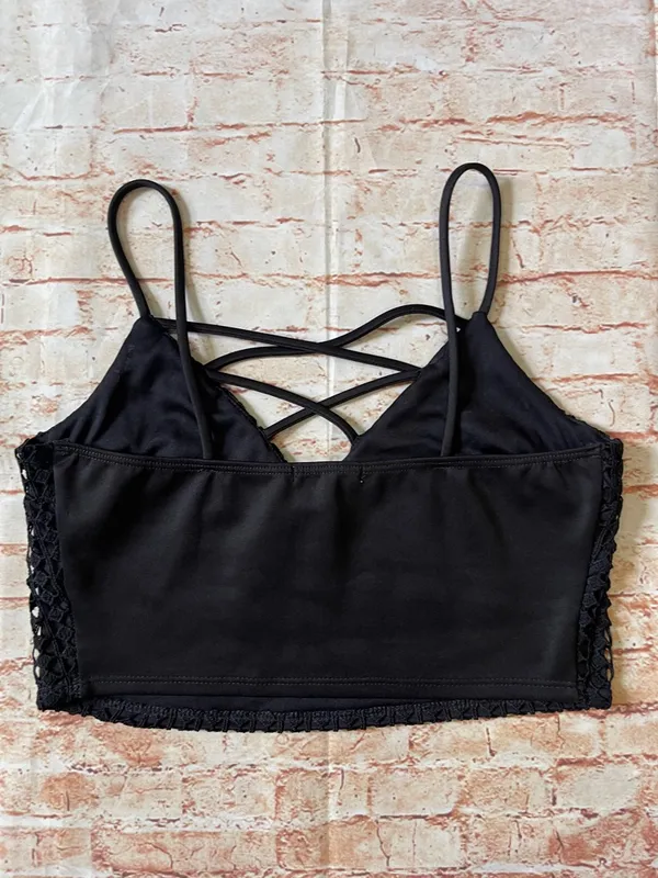 Charlotte Russe Black Strappy Cropped Tank Top - Image 3