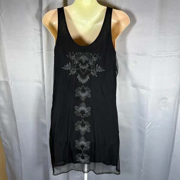 Abercrombie & Fitch Beaded Mesh Mini Tank Dress S Black Whimsigoth Dark Fairy - Image 3