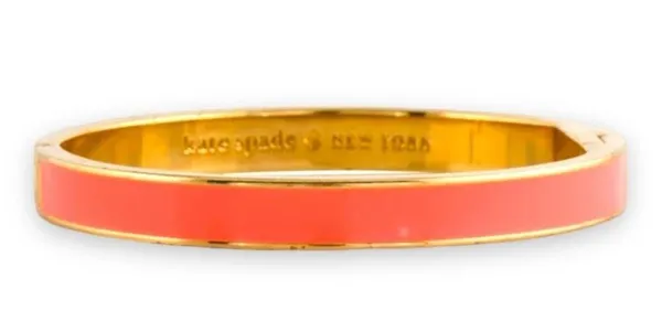 Kate Spade New York Sparks Fly Enamel Bangle Bracelet Coral Gold Tone - Image 5