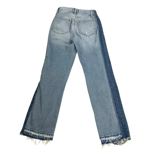 Abercrombie & Fitch Zoe Straight Jeans 25 0R Blue‎ Two Tone Side Stripe Y2K Boho - Image 3