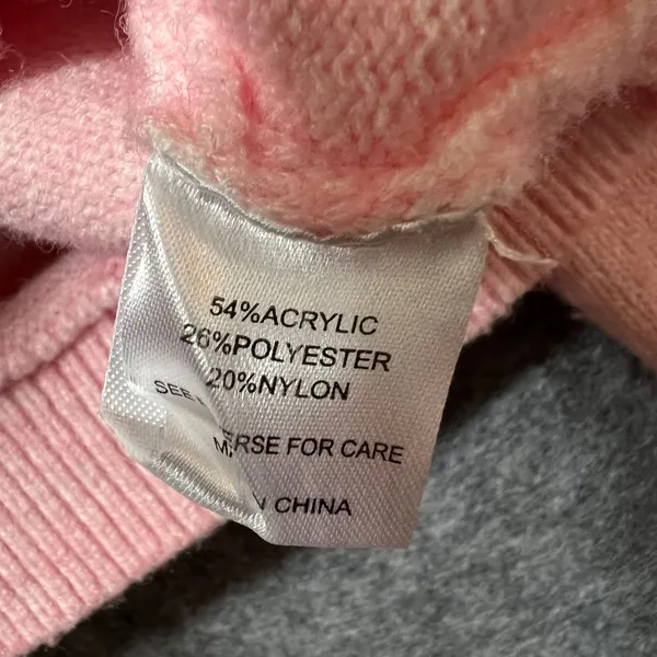 Witty Fox Pink Lips Print Long Sleeve V Neck Pullover Knit Sweater‎ XL - Image 3