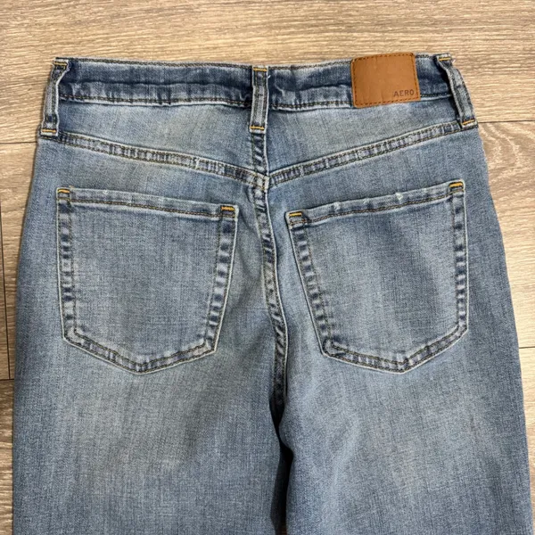 Aeropostale‎ Womens High Rise Flare Jeans 24x31 in Medium Wash Blue Size 2 Boho - Image 6