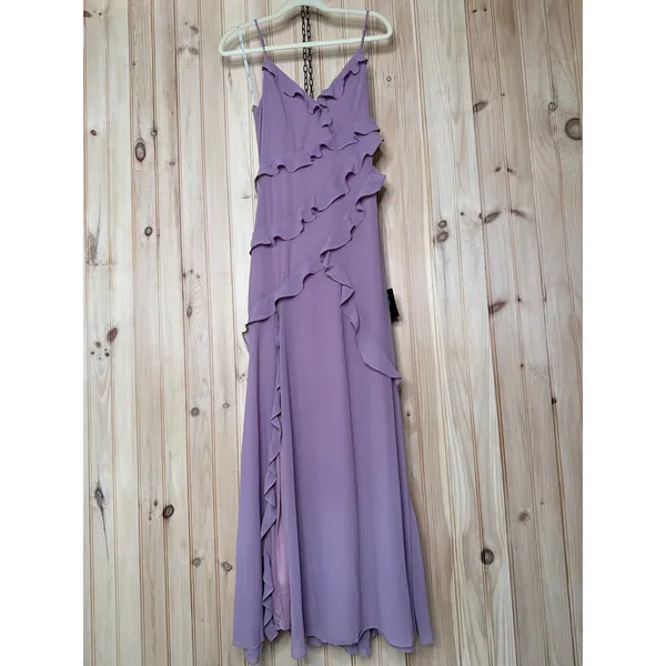 NWT Lulus Fancy Sweetness Lavender Ruffled Lace-Up Sleeveless Maxi Dress Size XS - Image 2
