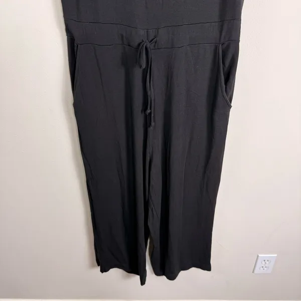 Quince Black Sleeveless V-Neck Wide Leg Drawstring Jersey Jumpsuit Womens Large - Image 5