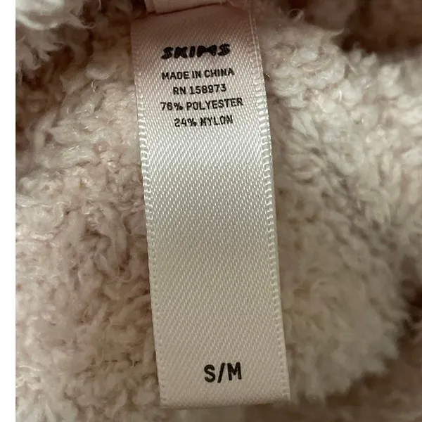 Skims Women's Cream Fleece Fuzzy Teddy Full Zip Hoodie Sweatshirt Top Size S - Image 5