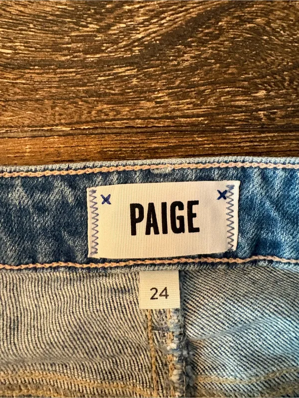 Paige Colette Crop Flare Jeans Womens 24 Light Blue Distressed - Image 6