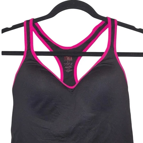 Victoria's Secret PINK Black Racerback‎ Tank Top with Pink Trim Push Up Cami - Image 2