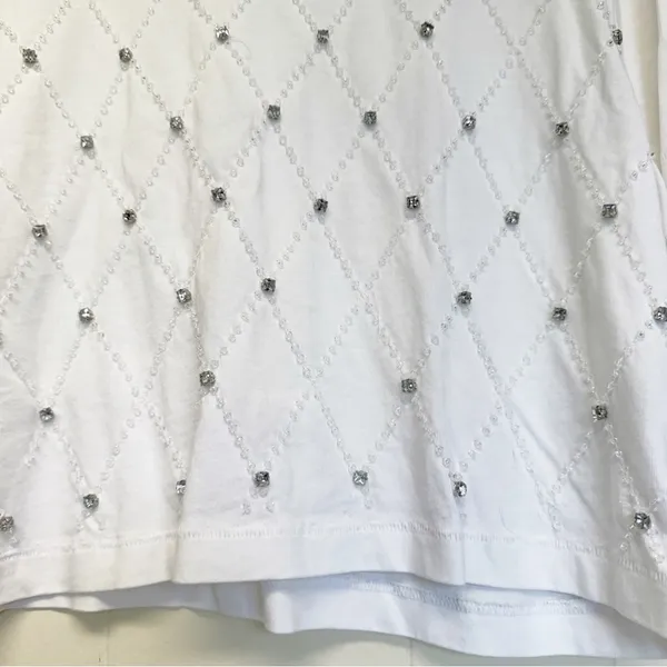 NWT J. CREW Relaxed Lattice Embellished Crop Tee White Small - Image 7