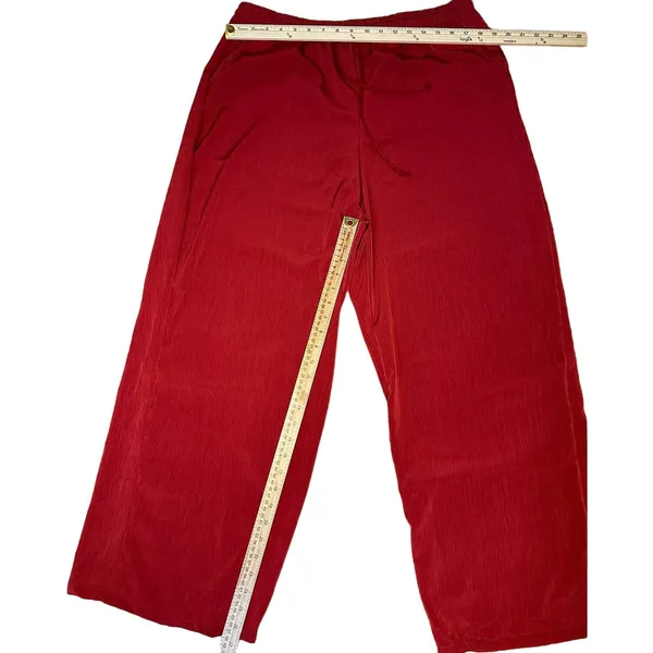 French Laundry Womens Size Large Dress Pants‎ Drawstring Pockets Wide Leg Red - Image 3