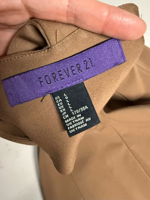 Vintage forever 21 brown Sleeveless Tan scuba Sheath Dress size large EUC - Image 5