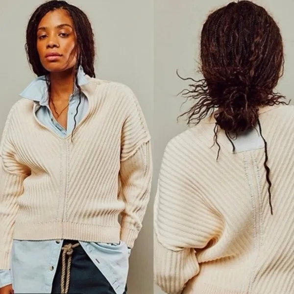 Free People We The Free Freeway V-Neck Sweater L - Image 2