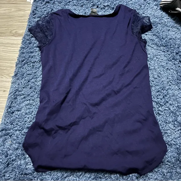 Ann Taylor Womens Lace Textured Cap Sleeve Stretch top size small 💸 SALE 💸 - Image 2