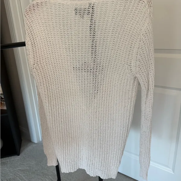 Michael Stars Light Cream Open-Weave V-Neck Cardigan - Image 2