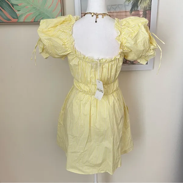 Show Me Your Mumu Sunshine Yellow Puff Sleeve Leigh Mini Dress Small NEW - Image 6