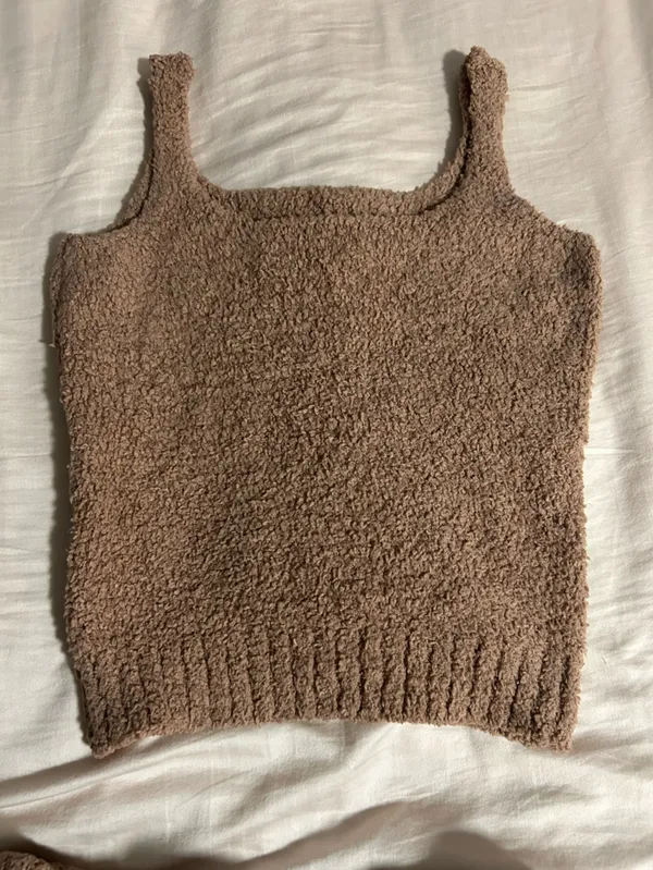 SKIMS Cozy Knit Wide-Leg Camel Tank and Pants Set Size S/M - Image 3