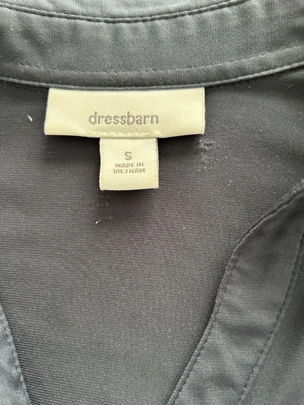 DressBarn Collared Short Sleeve Ruched Button Down Top Blue Size S - Image 5