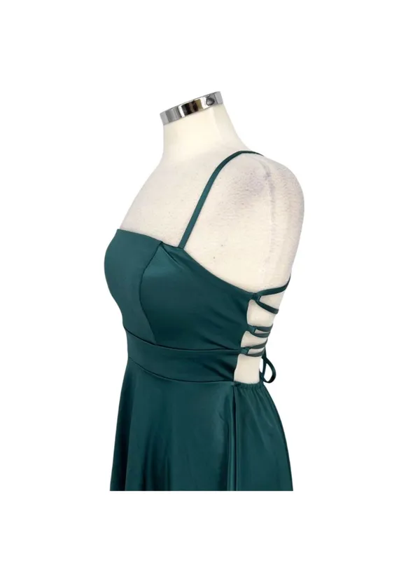 Privy Strappy Back Fit & Flare Mini Dress Size Medium Coquette Jewel Tone Green - Image 3