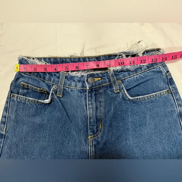 Carmar Frayed Waist High Rise Mom Jeans Size 25 - Image 9