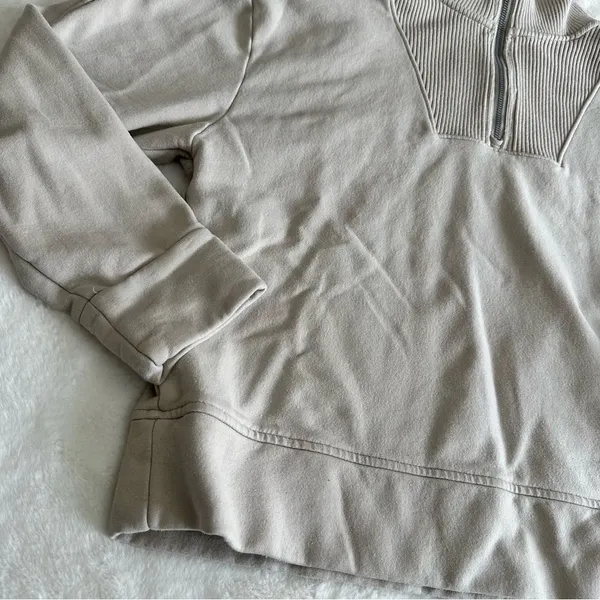 Athleta Retroplush Revive 1/4 Zip Sweatshirt Cream Women’s Size Small - Image 3