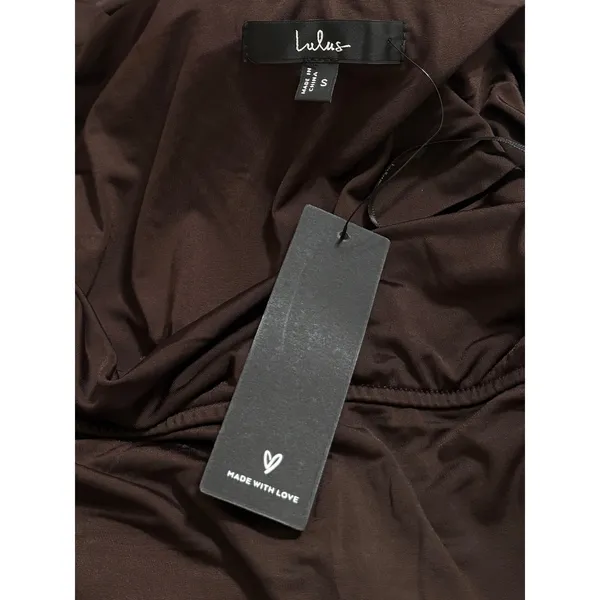Lulus Effortlessly Stunning Dark Brown Off-the-Shoulder Maxi Dress size S NWT - Image 4