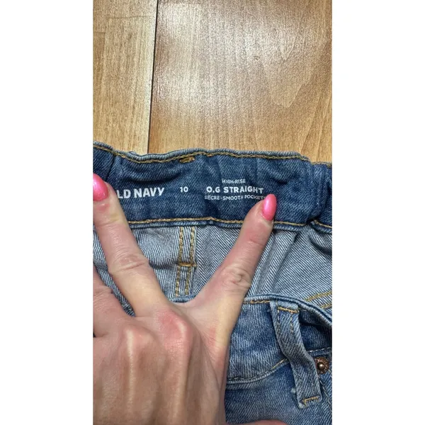 Old Navy OG Straight High Rise Jean Shorts Womens 10‎ Blue Denim Cutoff Raw Hem - Image 3