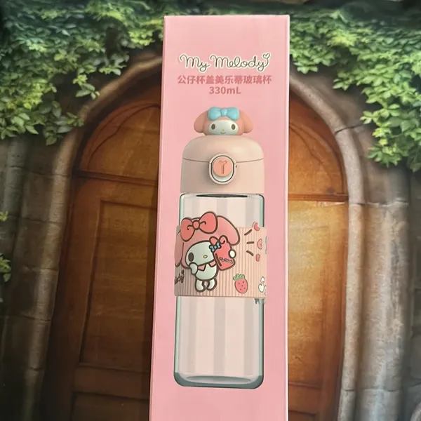 NIB‎ Sanrio Kuromi, My Melody & Cinnamoroll Glass Water bottle With Figure Head - Image 3