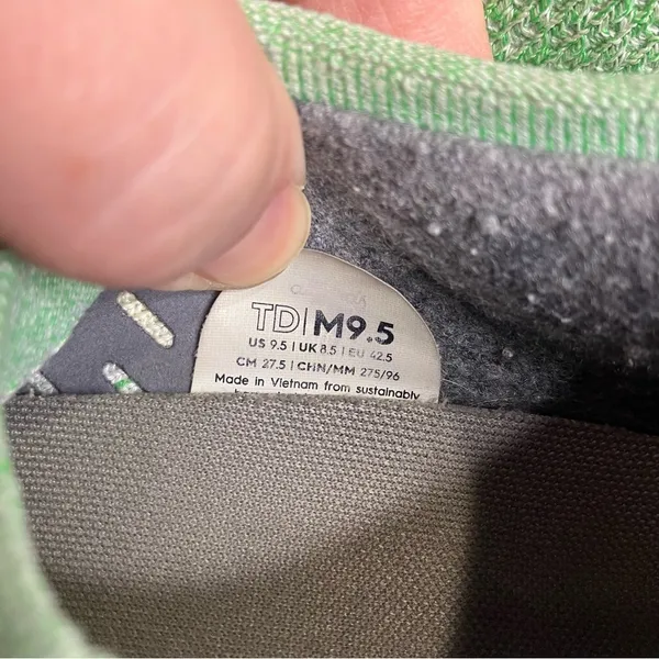 Allbirds Tree Dasher 1 sneakers green wool washable‎ size 9.5 - Image 6