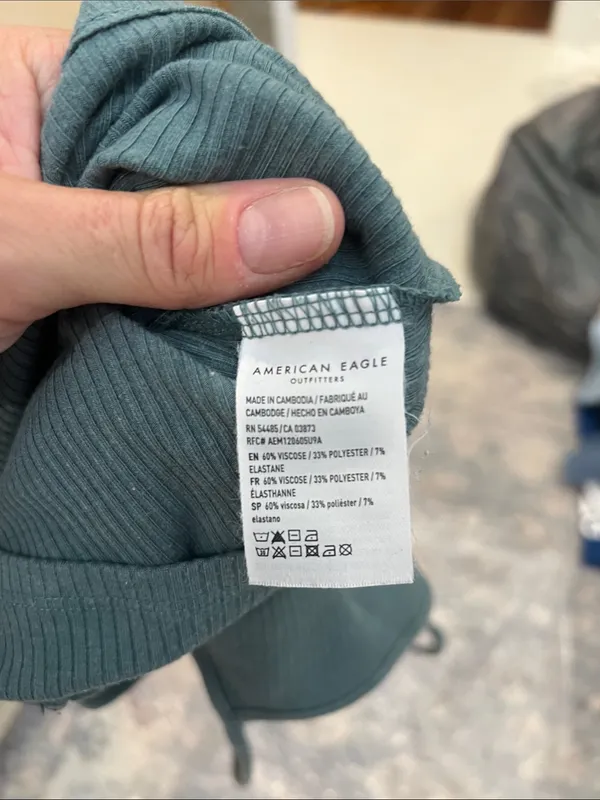 American Eagle Outfitters Ribbed Spaghetti Strap Tank - Teal Green size small. - Image 5