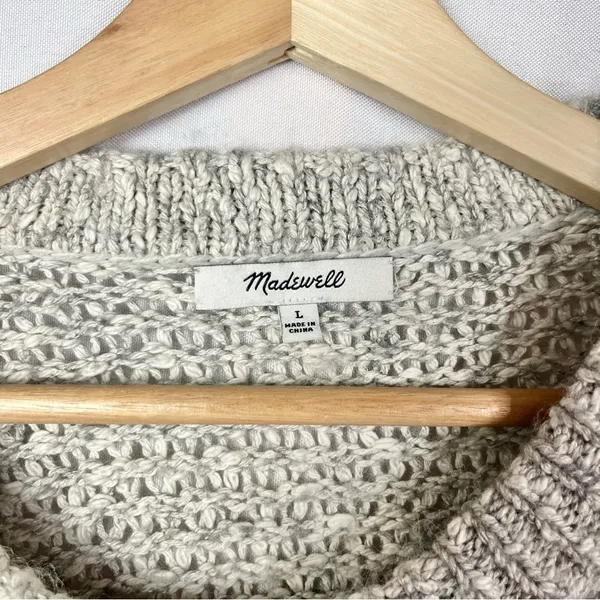 Madewell Baez Gray Knit Pullover‎ Sweater L - Image 5