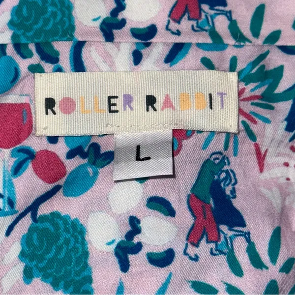 Roller Rabbit Women’s Sz L Pink Floral Winter Bari Print Short Sleeve Pajama Top - Image 4