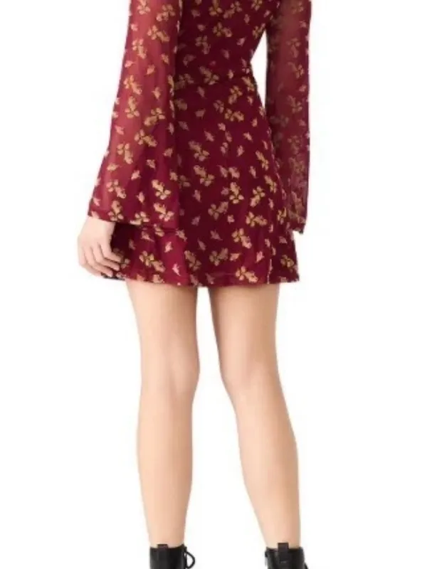 Betsey Johnson Burgundy Floral Long-Sleeve Mini Dress - Image 2