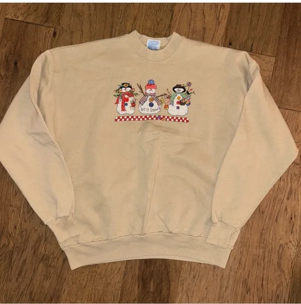 Vintage Hanes Snowman Christmas Sweatshirt XL - Image 3