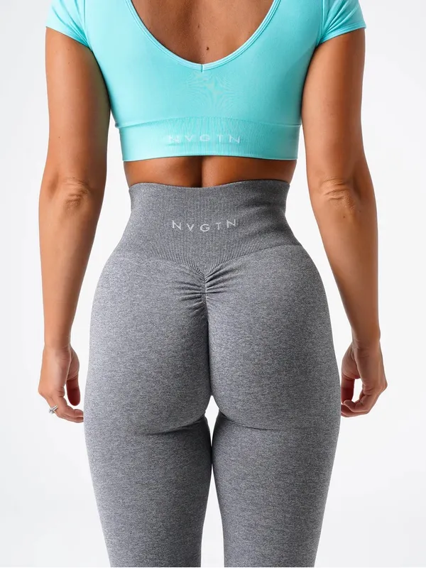 NVGTN Grey Scrunch Seamless Leggings - Image 2