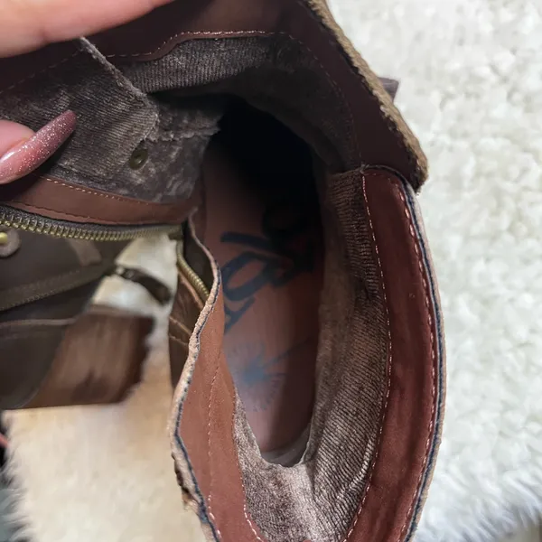 OTBT LEATHER Ankle BOOTS Oregon Heel Hiker Brown - Image 10