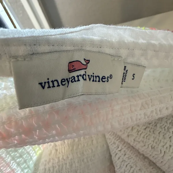 Vineyard Vines Flutter Sleeve Smocked Tiered‎ White Linen Midi Dress Size S - Image 8