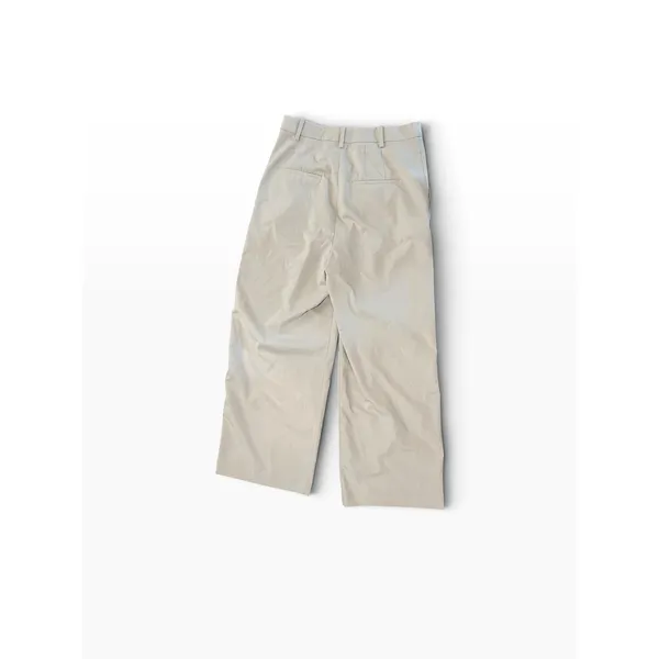 HM Womens Pleated Wide Leg Trousers Light Beige High Waist Cropped Pants Size 10 - Image 2