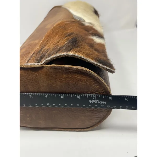 Western Leather Cowhide Barrel Bag Walking Liberty Half Dollar Brown Cowboy Bike - Image 13
