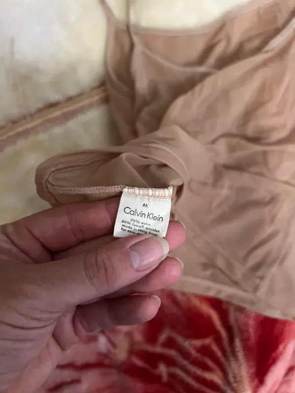 Calvin Klein MD Nude Nylon Seamless Spaghetti Strap Tank Top - Image 3