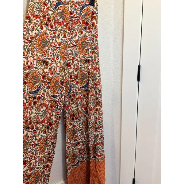 FARM Rio Amie Floral Wide-Leg Knit Pants Multicolor Anthropologie XS - Image 4