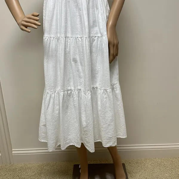 NWOT Reverse White Tiered Open Back Lined Midi Dress - Image 6