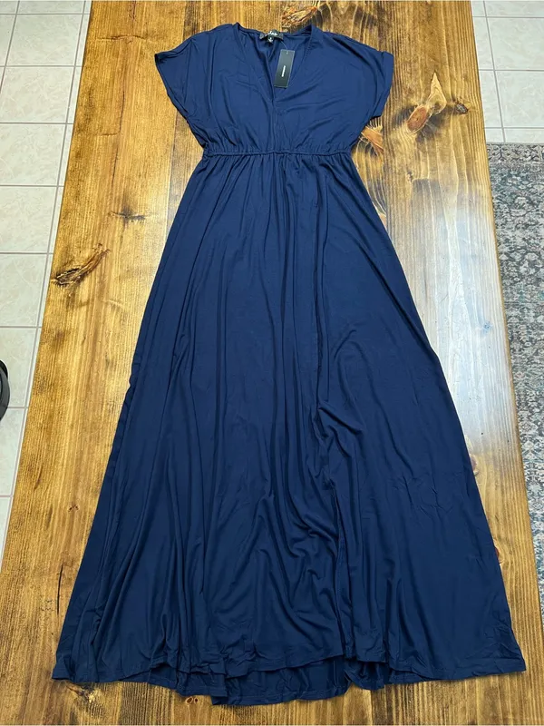 Lulus Easy for Me Navy Blue Short Sleeve Maxi Dress Size Small NWT - Image 5