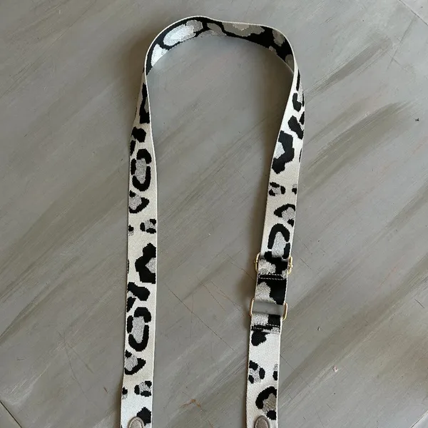 Reversible Leopard Print Wide Detachable Purse Strap Adjustable Black - Image 3