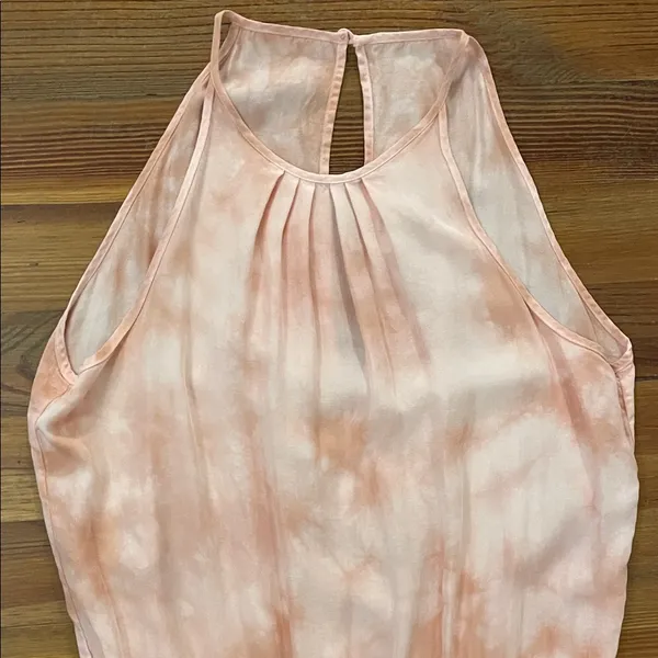 CLOTH & STONE Anthropologie Yashi Jumpsuit Large Pink Tie Dye Tencel Halter - Image 5